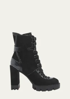 Christian LouboutinMacademia Croco Leather Red Sole Boots