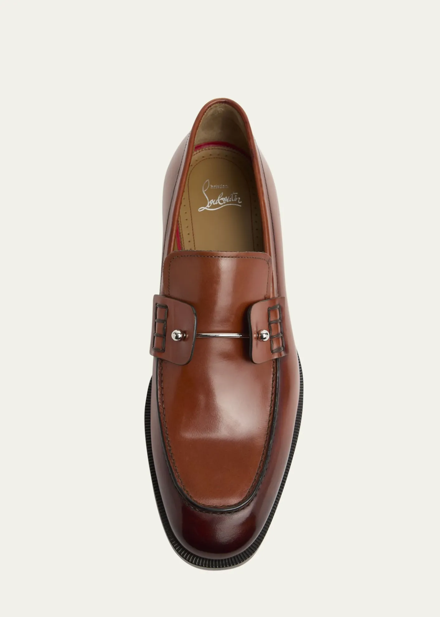 Christian LouboutinMen's Chambelimoc Collar-Pin Leather Loafers