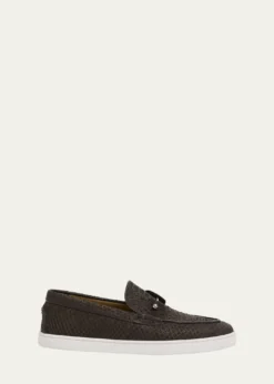 Christian LouboutinMen's Chambeliboat Python Collar-Pin Boat Shoes