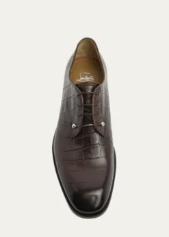 Christian LouboutinMen's Chambeliss Croc-Effect Leather Derby Shoes