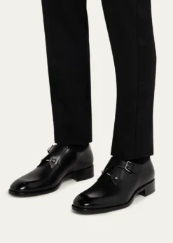 Christian LouboutinMen's Chambeli Monk-Strap Leather Loafers