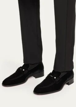 Christian LouboutinMen's Chambelimoc Night Strass Velvet Loafers