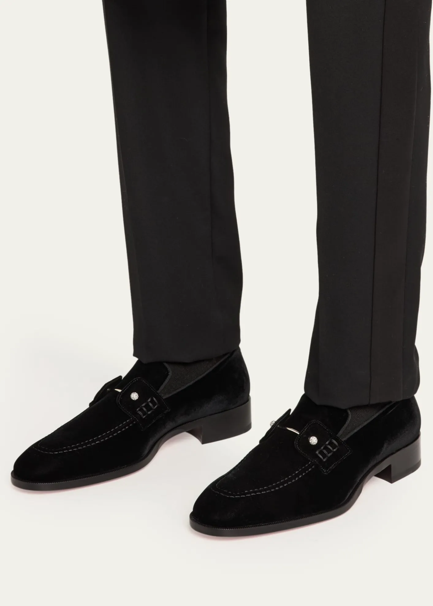 Christian LouboutinMen's Chambelimoc Night Strass Velvet Loafers