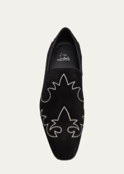 Christian LouboutinMen's Dandysiago Rhinestone and Leather Loafers