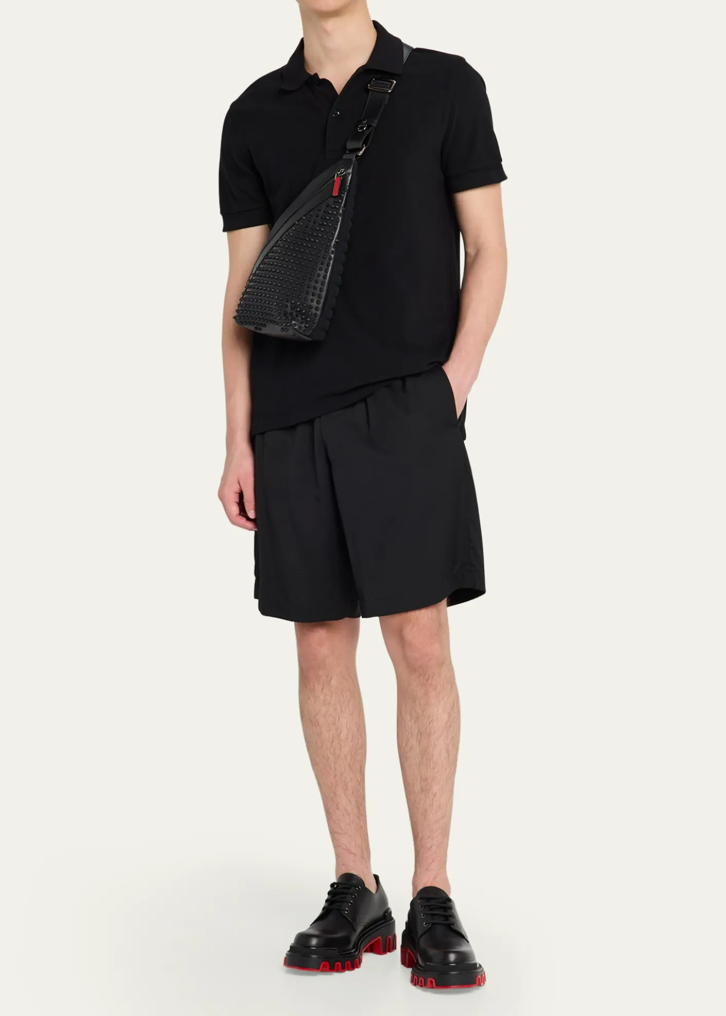 Christian LouboutinMen's Funky Leather Empire Spikes Sling Bag