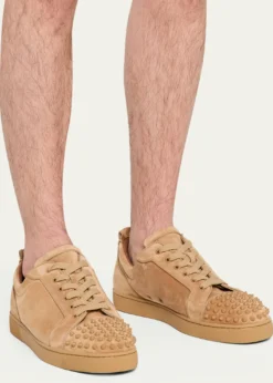 Christian LouboutinMen's Louis Junior Spikes Low-Top Suede Sneakers