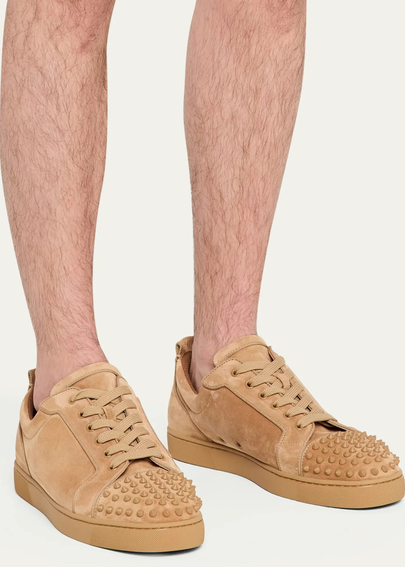 Christian LouboutinMen's Louis Junior Spikes Low-Top Suede Sneakers