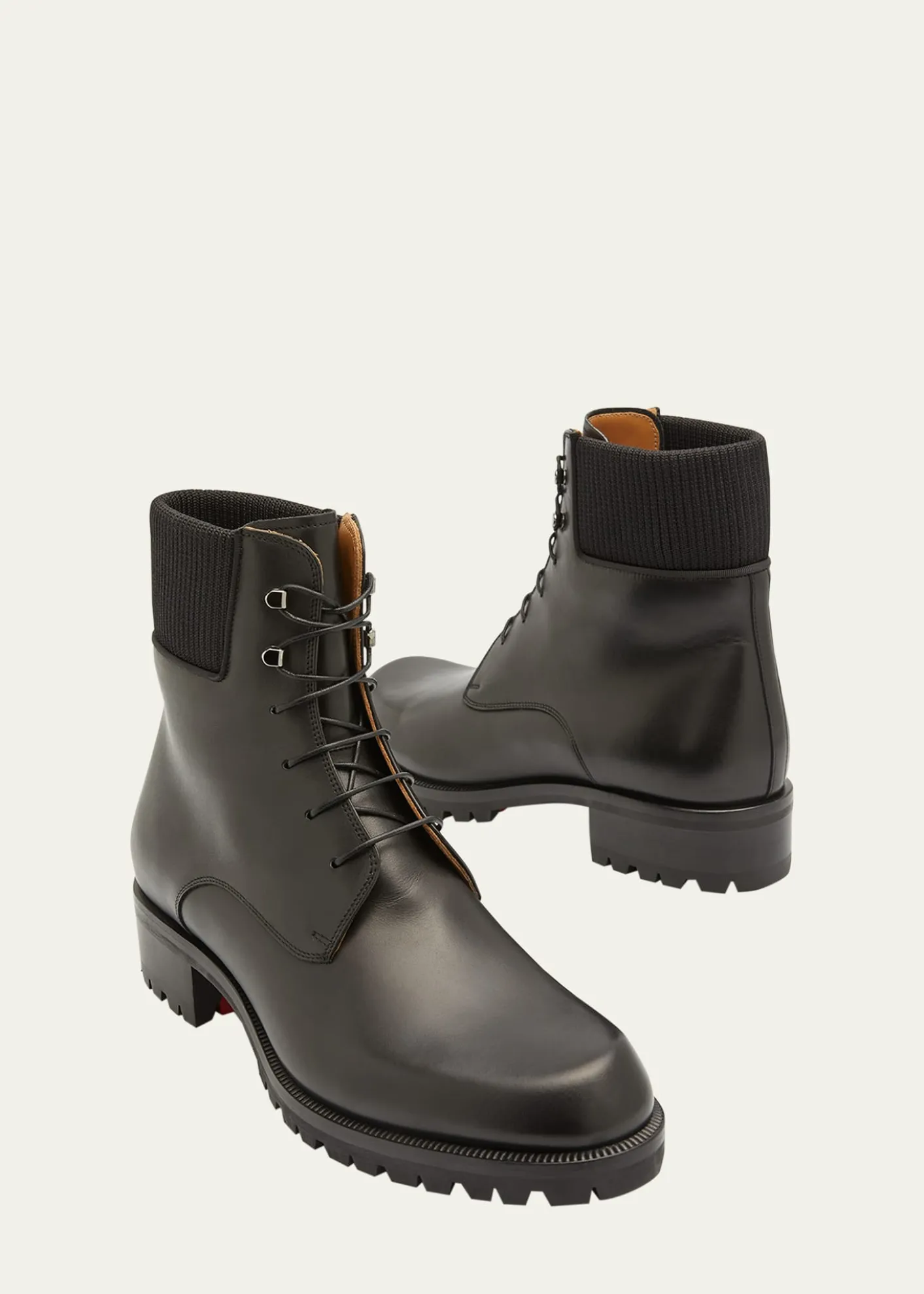 Christian LouboutinMen's Trapman Red Sole Leather Combat Boots