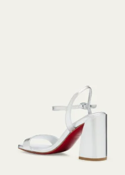 Christian Louboutin85mm Jane Metallic Leather Ankle-Strap Sandals