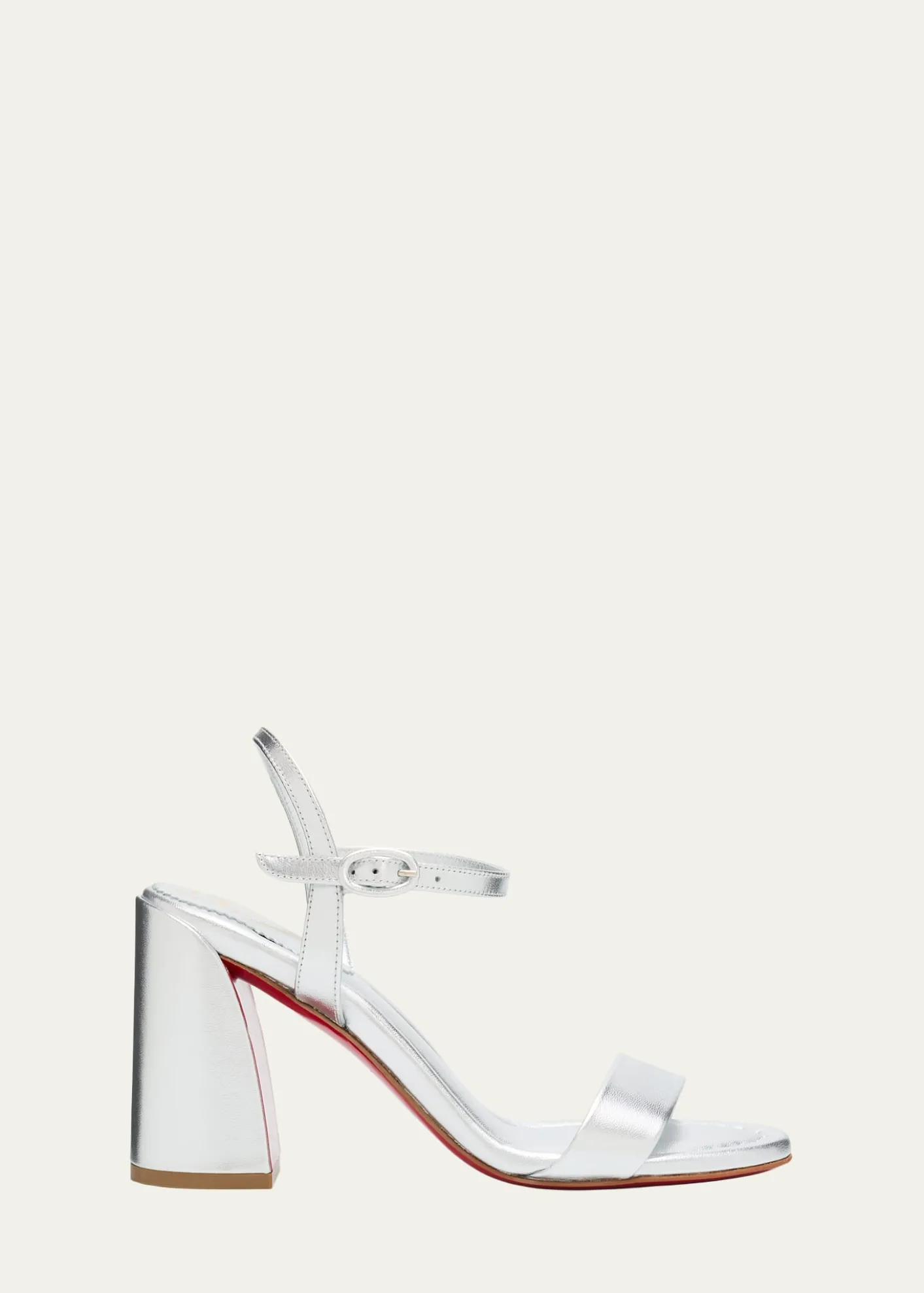 Christian Louboutin85mm Jane Metallic Leather Ankle-Strap Sandals