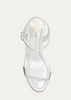 Christian Louboutin85mm Jane Metallic Leather Ankle-Strap Sandals