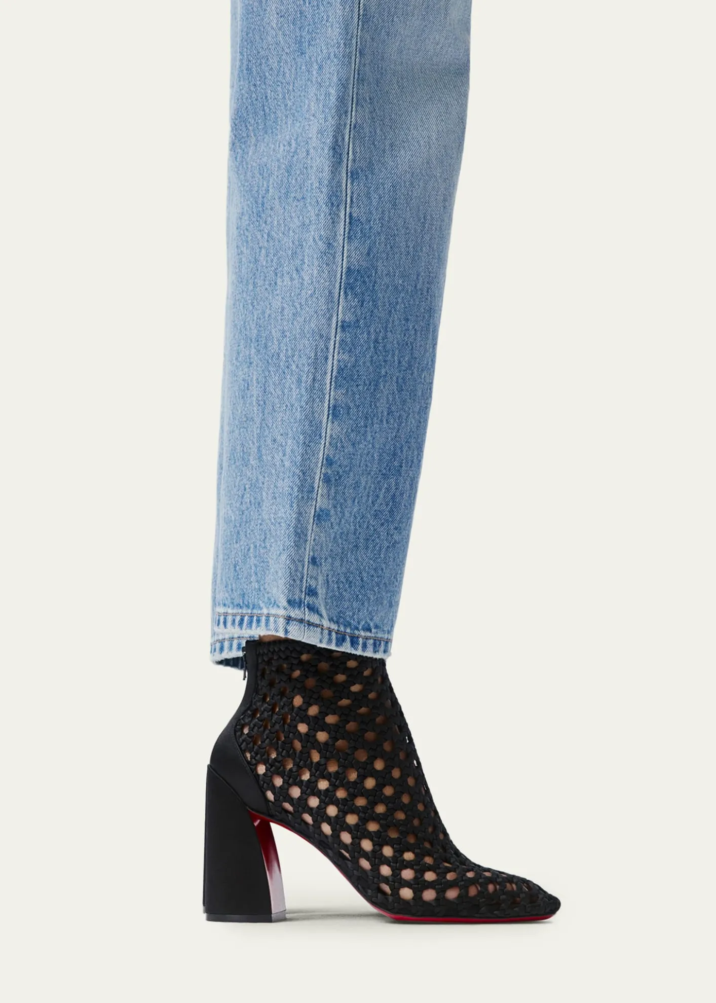 Christian Louboutin85mm Jane Woven Silk Booties