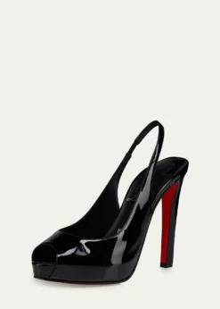 Christian Louboutin120mm Lady Fanny Patent Leather Peep-Toe Pumps
