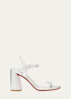 Christian Louboutin85mm Miss Jane Metallic Leather Ankle-Strap Sandals
