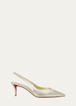 Christian Louboutin60mm Miss Z Metallic Leather Slingback Pumps