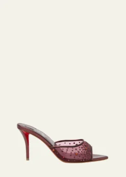 Christian Louboutin80mm Miss Z Embellished Mesh and Metallic Leather Mule Pumps