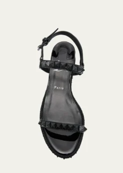 Christian Louboutin60mm Pyraclou Patent Spike Wedge Sandals