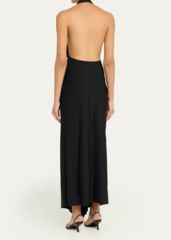 Christopher EsberCrystal Pendant Plunging Halter Maxi Dress