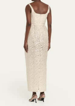 CHRISTOPHER JOHN ROGERSHalftone Wiggle Dot Metallic Jacquard Dress