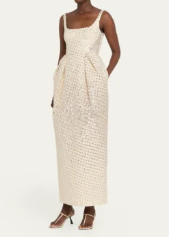 CHRISTOPHER JOHN ROGERSHalftone Wiggle Dot Metallic Jacquard Dress