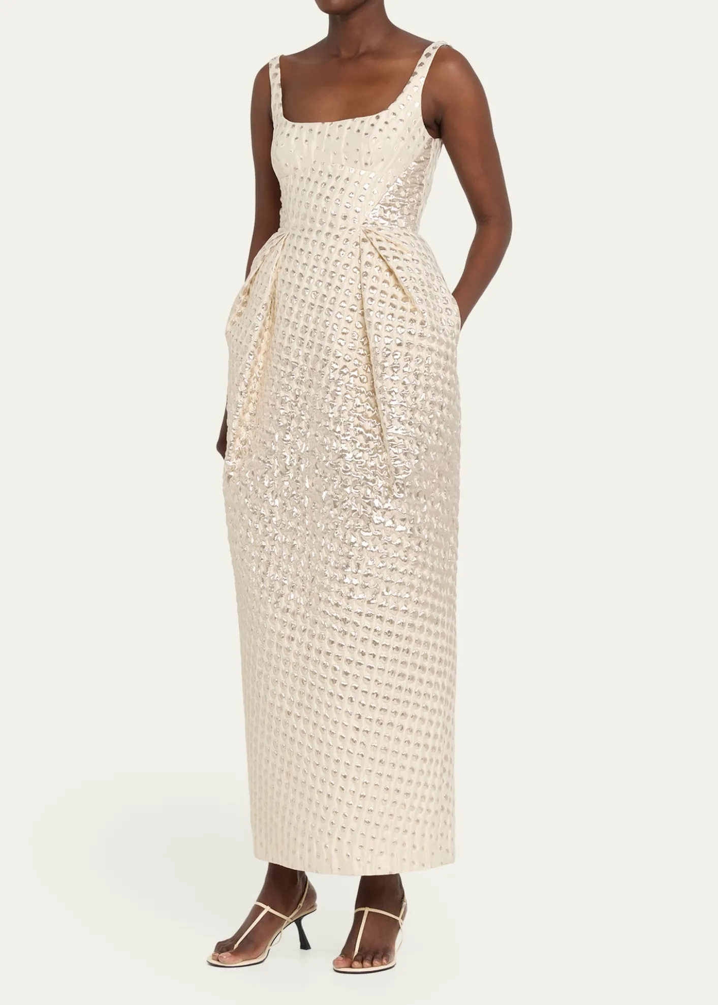 CHRISTOPHER JOHN ROGERSHalftone Wiggle Dot Metallic Jacquard Dress