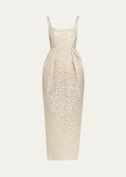 CHRISTOPHER JOHN ROGERSHalftone Wiggle Dot Metallic Jacquard Dress