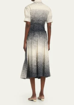 CHRISTOPHER JOHN ROGERSHalftone Wiggle Dot Cotton Shirtdress