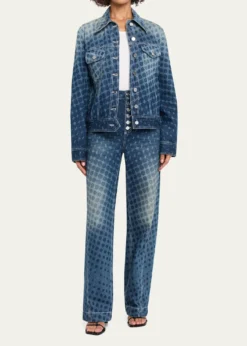 CHRISTOPHER JOHN ROGERSHalftone Wiggle Dot Denim Jacket