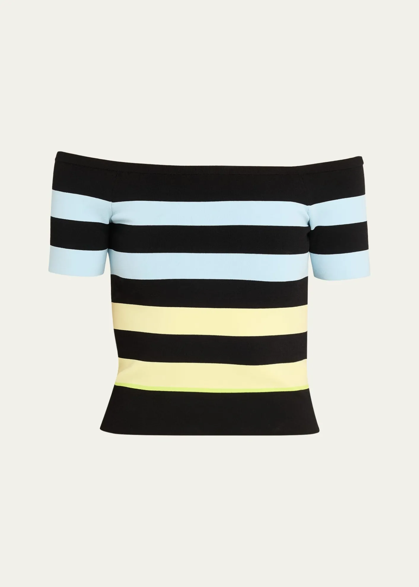 CHRISTOPHER JOHN ROGERSOff-The-Shoulder Striped Body-con Knit Top