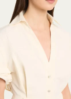 CHRISTOPHER JOHN ROGERSRolled Short-Sleeve Midi Shirtdress