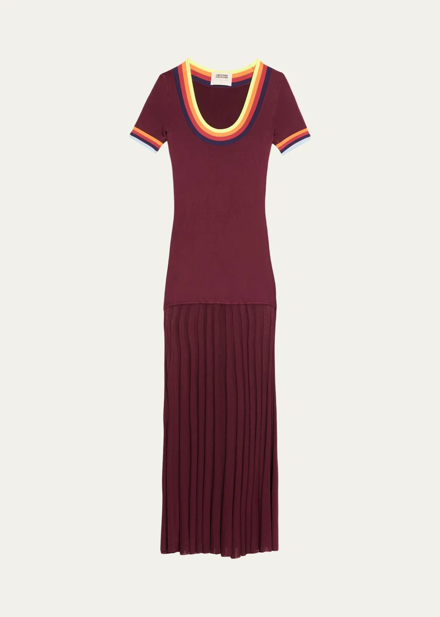 CHRISTOPHER JOHN ROGERSSaucer Neck Short-Sleeve Maxi Dress