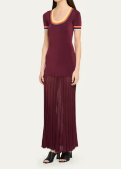 CHRISTOPHER JOHN ROGERSSaucer Neck Short-Sleeve Maxi Dress