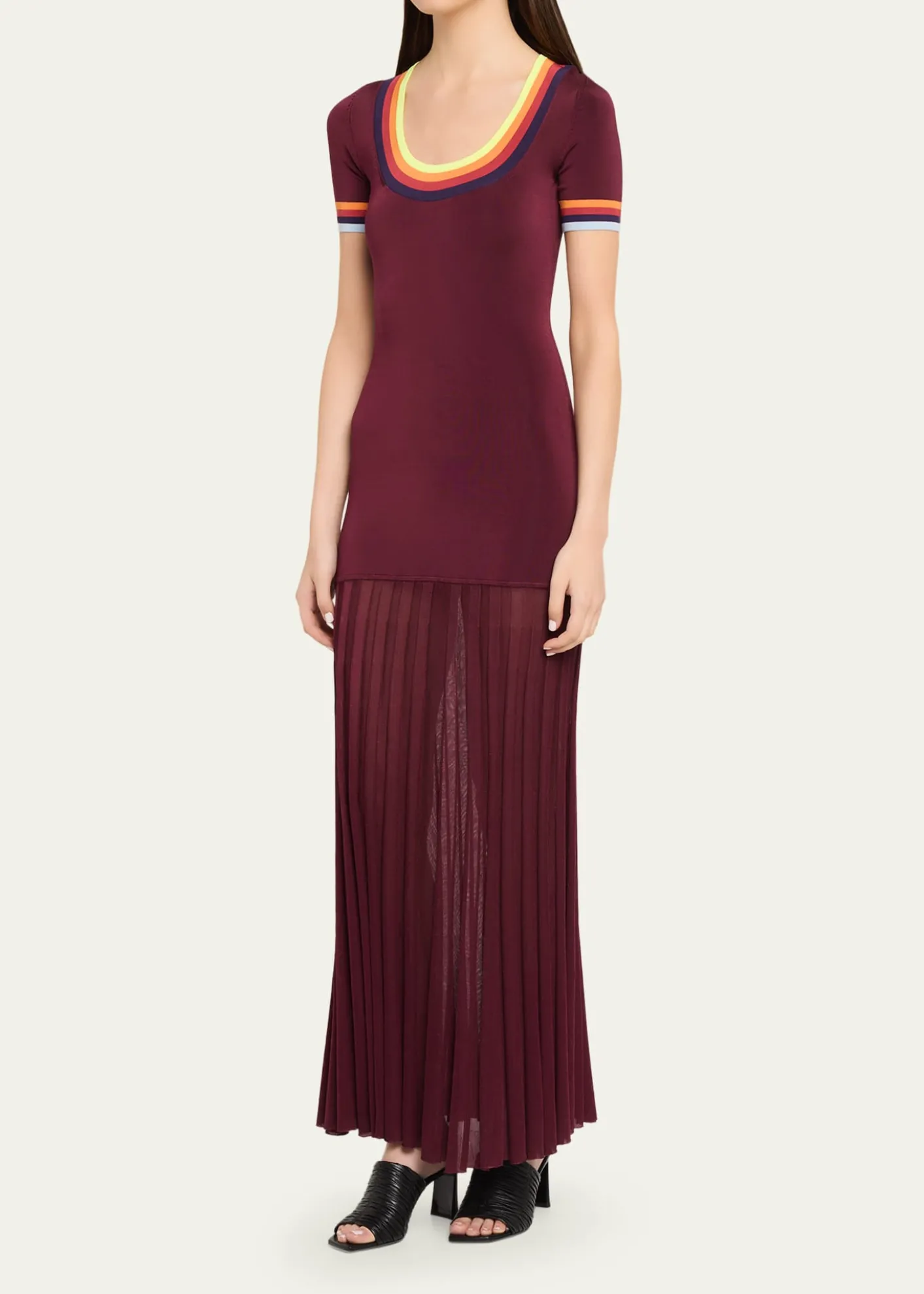 CHRISTOPHER JOHN ROGERSSaucer Neck Short-Sleeve Maxi Dress