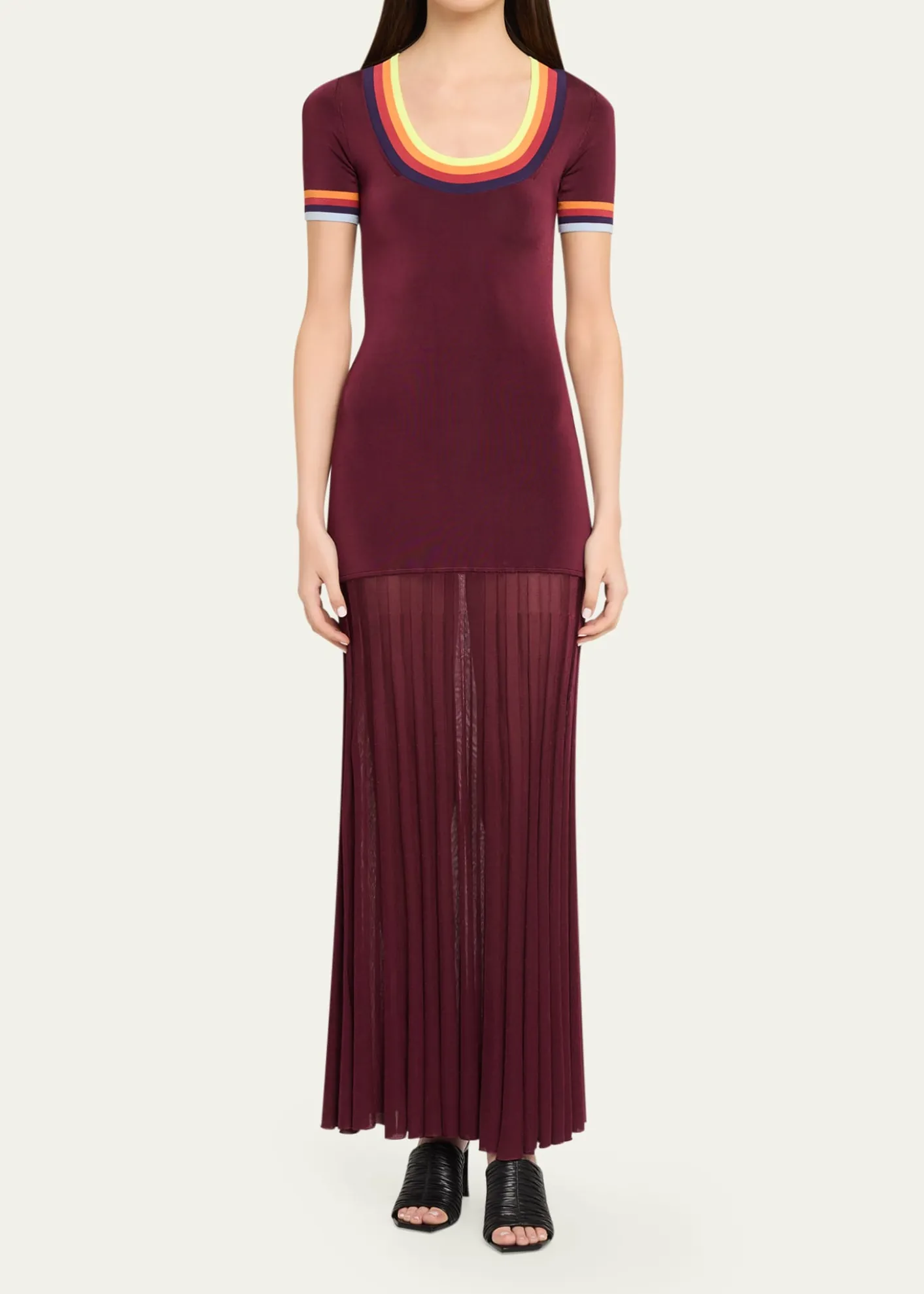 CHRISTOPHER JOHN ROGERSSaucer Neck Short-Sleeve Maxi Dress