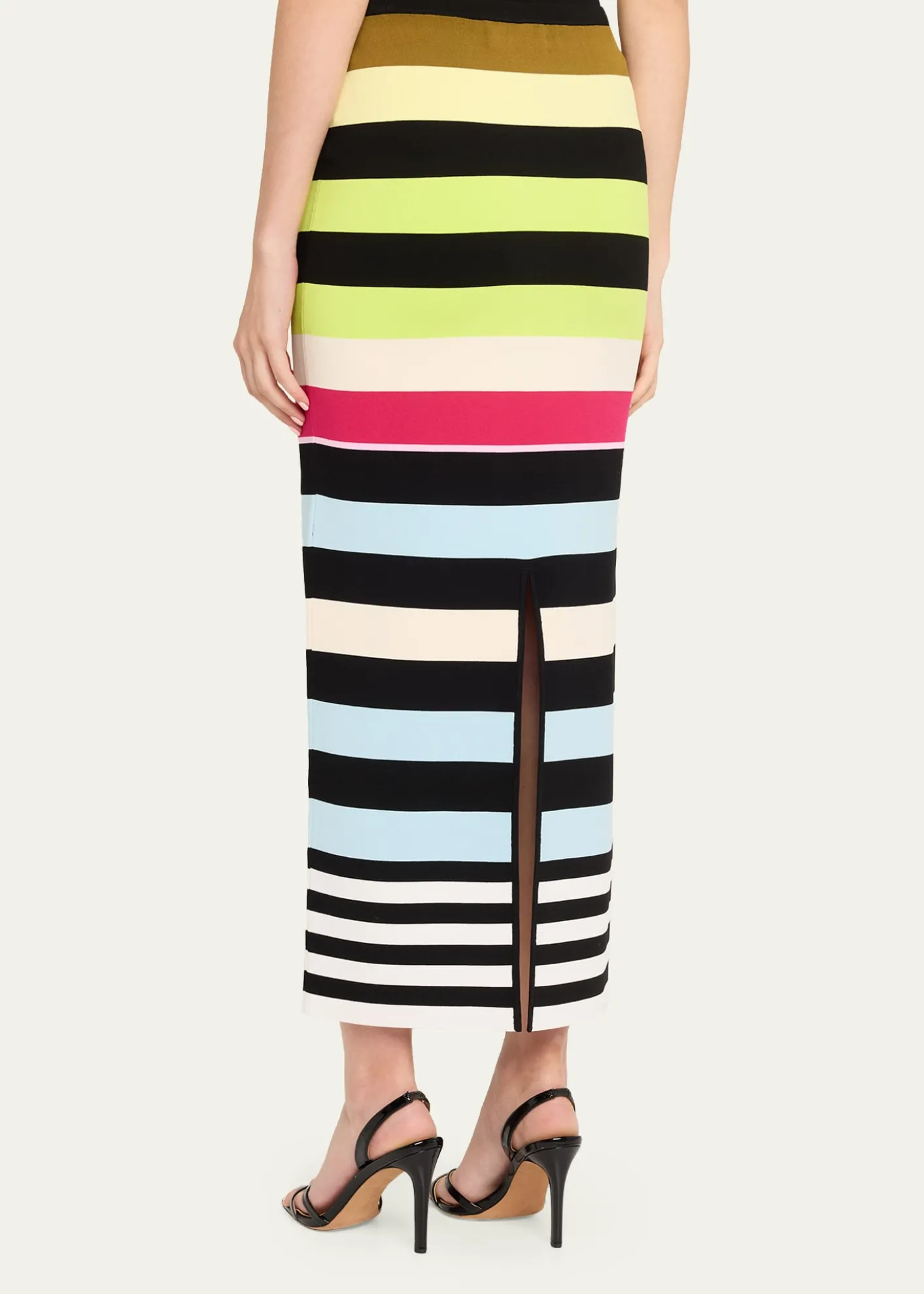 CHRISTOPHER JOHN ROGERSStriped Knit Body-Con Midi Skirt