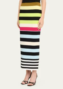 CHRISTOPHER JOHN ROGERSStriped Knit Body-Con Midi Skirt