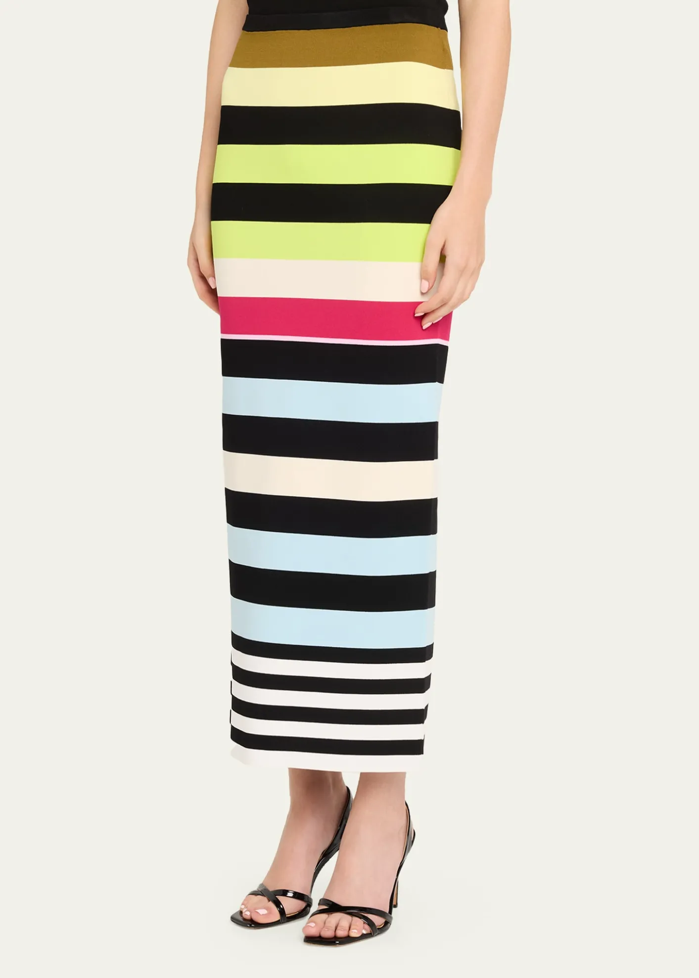 CHRISTOPHER JOHN ROGERSStriped Knit Body-Con Midi Skirt
