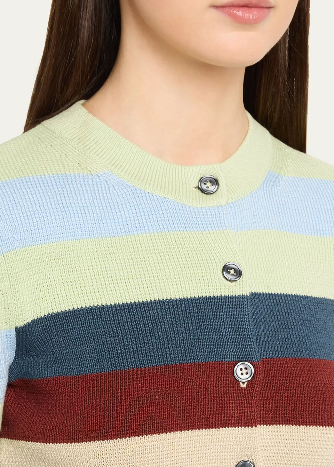 CHRISTOPHER JOHN ROGERSStriped Crop Crewneck Cardigan
