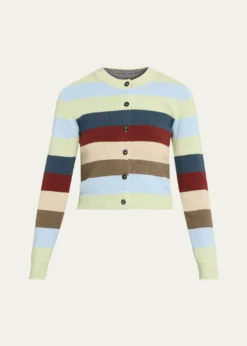 CHRISTOPHER JOHN ROGERSStriped Crop Crewneck Cardigan