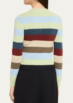 CHRISTOPHER JOHN ROGERSStriped Crop Crewneck Cardigan