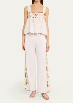 Ciao LuciaAnder Embroidered Cotton-Blend Top