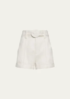 Cinq a SeptAldi Belted Wide-Leg Linen Shorts