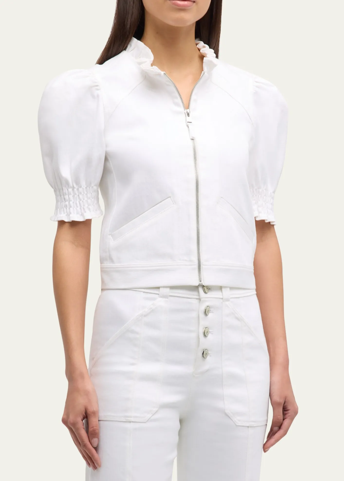 Cinq a SeptAnabella Short-Sleeve Zip-Front Jacket