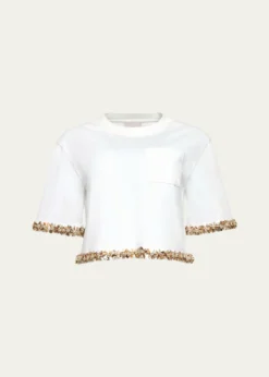 Cinq a SeptAsa Embellished Sunflare Floral Tee