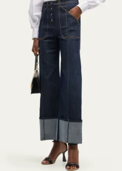 Cinq a SeptBenji Cuffed Ankle Topstitched Denim Pants