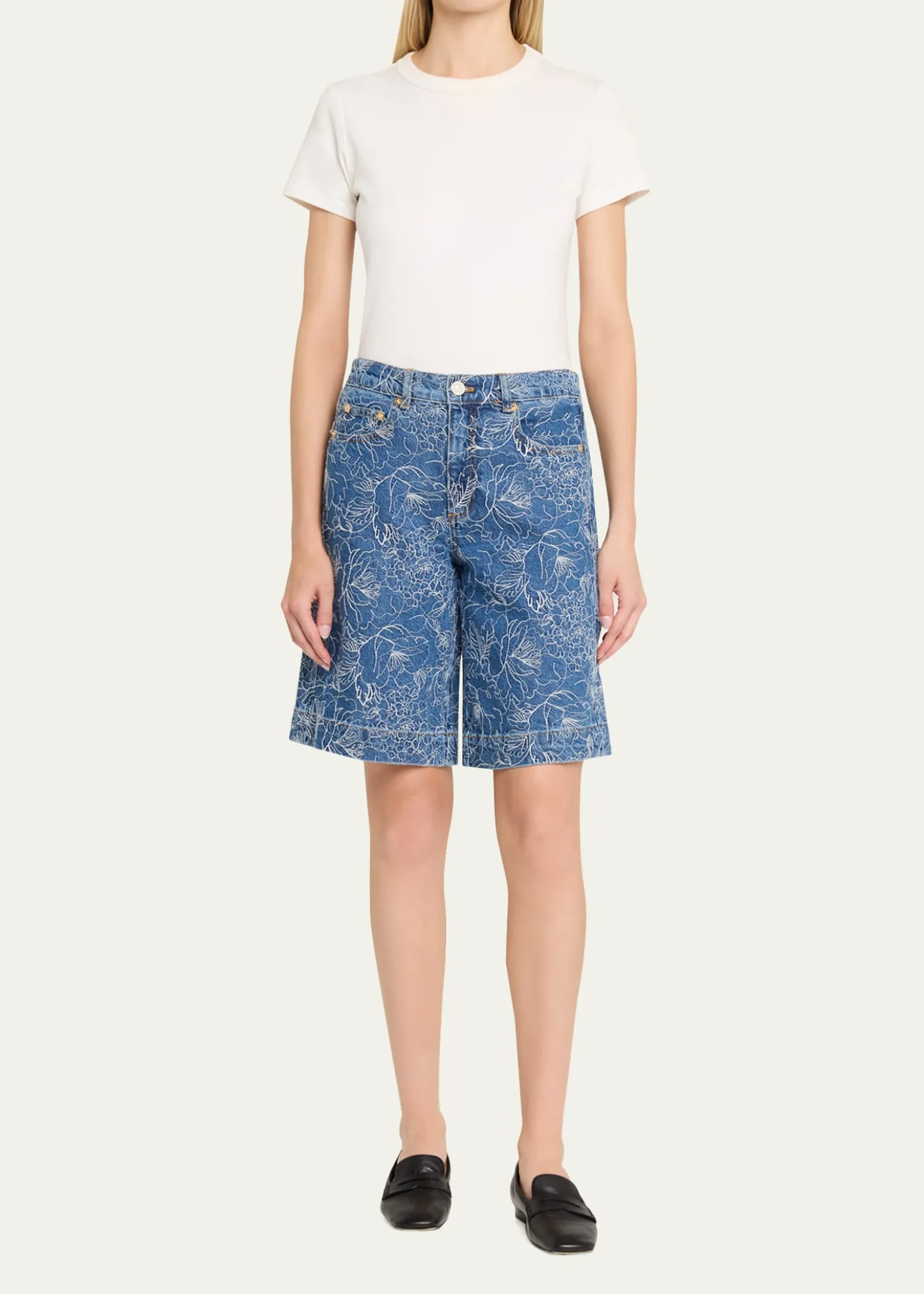 Cinq a SeptBetsy Garden Doodle Denim Shorts