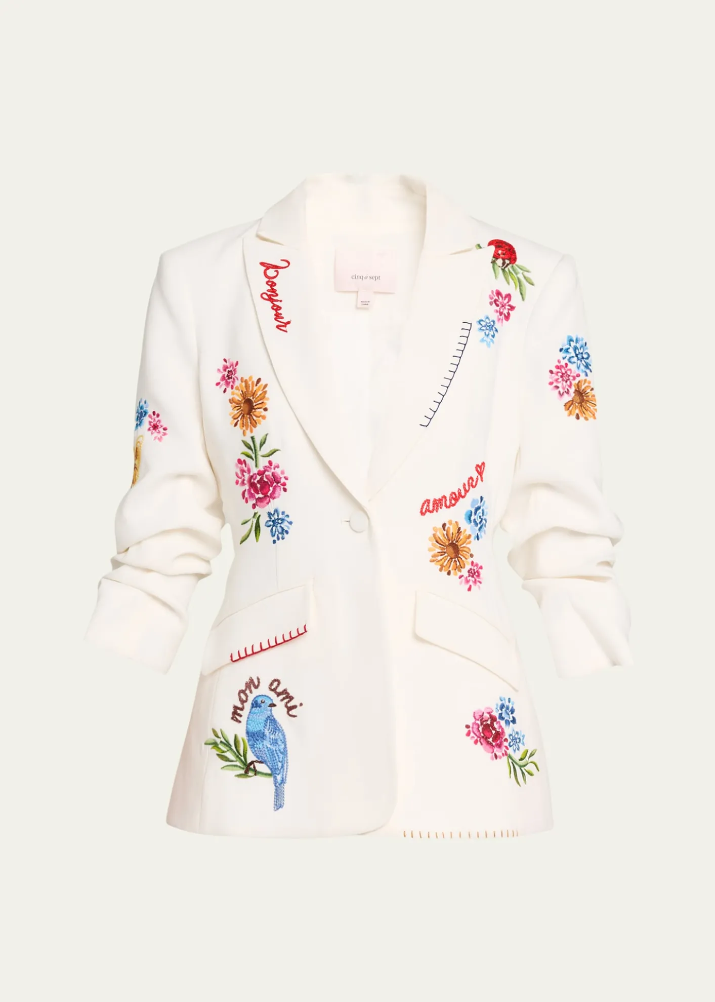 Cinq a SeptCheyenne Embroidered Vine Blazer