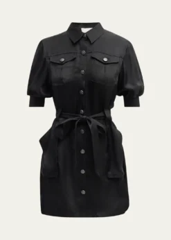 Cinq a SeptDamla Belted Puff-Sleeve Mini Shirtdress