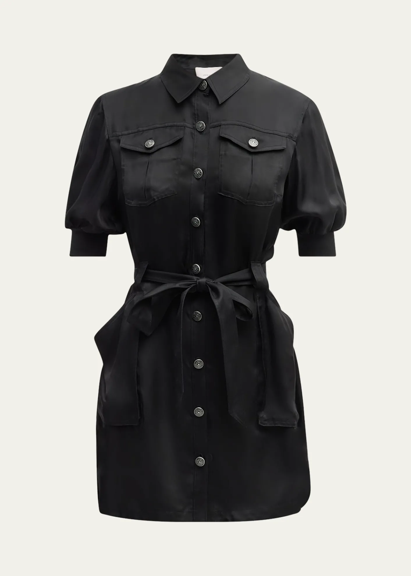 Cinq a SeptDamla Belted Puff-Sleeve Mini Shirtdress