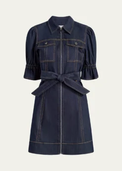 Cinq a SeptHolly Denim Puff-Sleeve Mini Dress